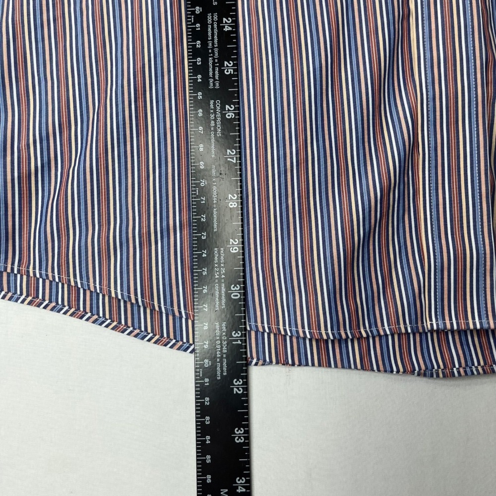 Jos. A. Bank Shirt Traveler's Collection Mens L Blue Red Striped Cotton Tailored - Picture 7 of 8